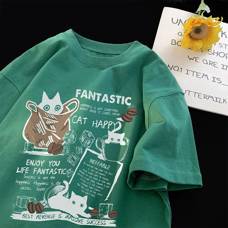 T Shirt Pullover Oversize Korean Cartoon Twirly Threads
