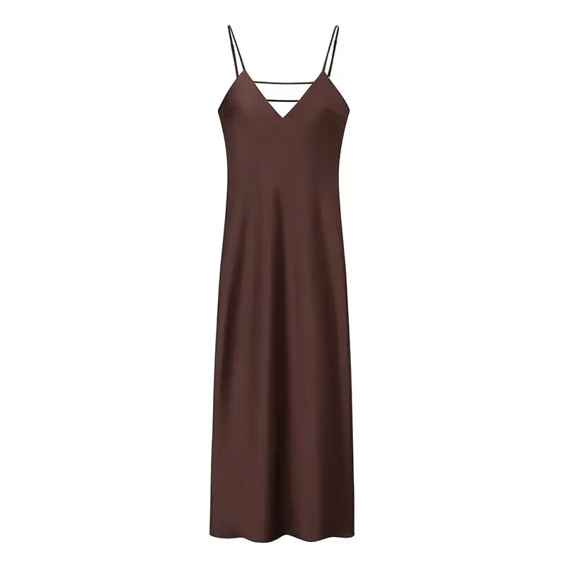 Yellow Stain V Neck Sling Dress Twirly Threads