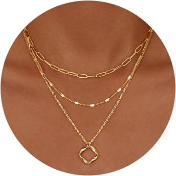 Layered Gold Necklaces Twirly Threads