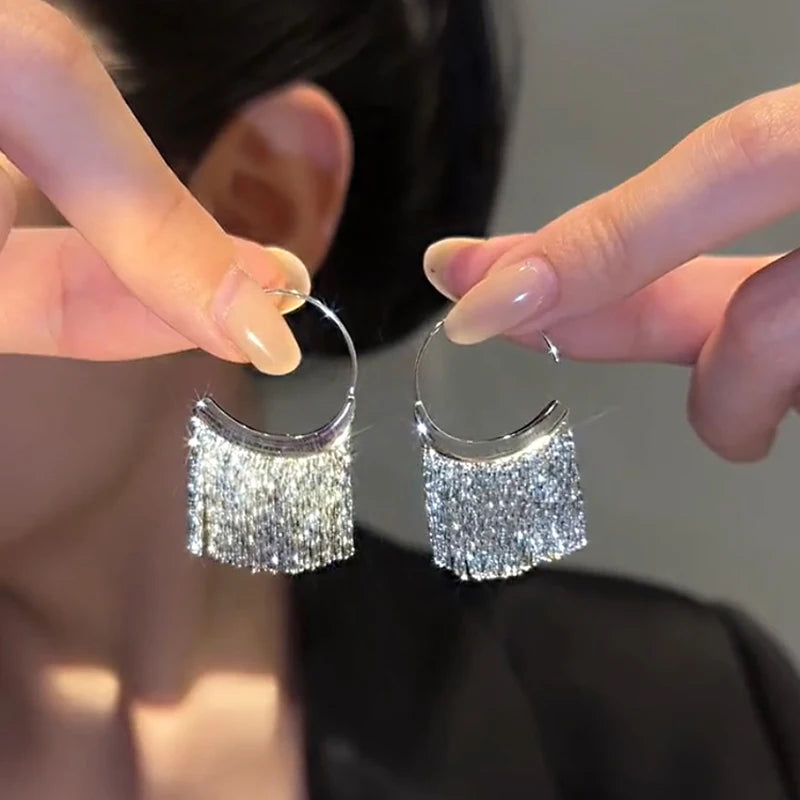 Snake Bone Tassel Earrings Twirly Threads