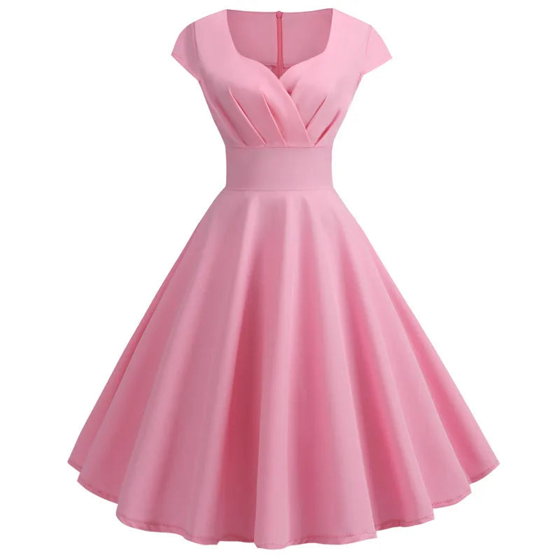V Neck Vintage Robe Retro pin up Midi Dress Twirly Threads