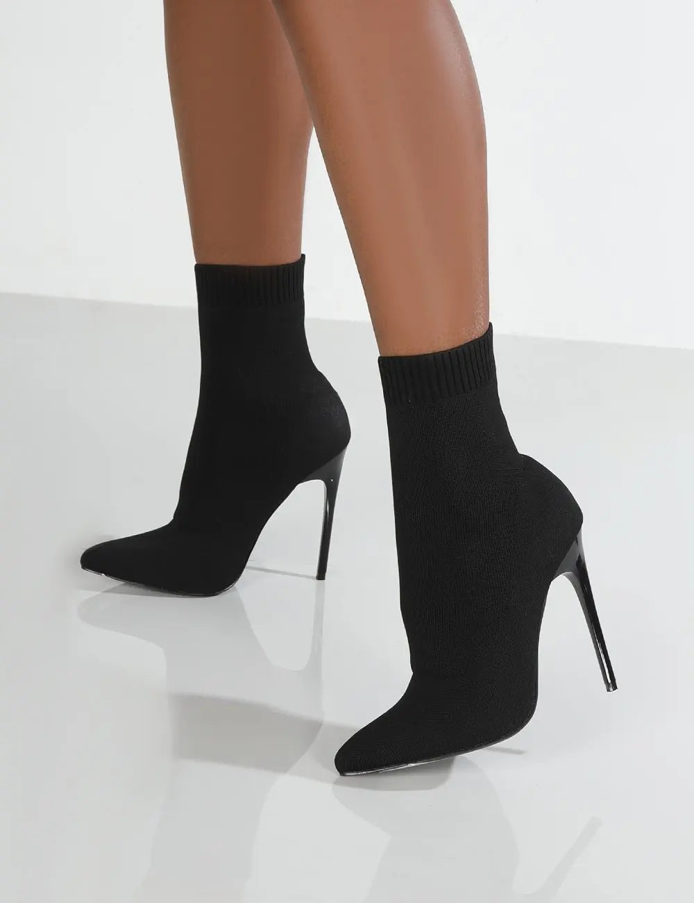 Short High Heels Winter Knitted Ankle Boots Twirly Threads