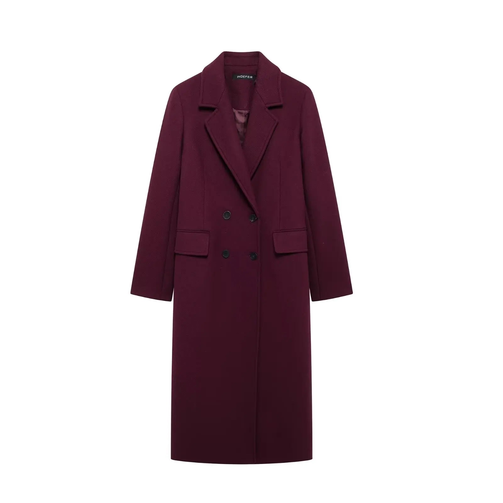 Women Fashion Burgundy Woolen Coat Twirly Threads