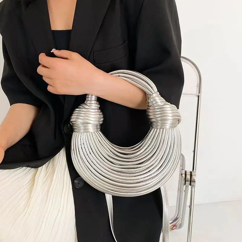 Gold Luxury Handwoven Noodle Bags Twirly Threads