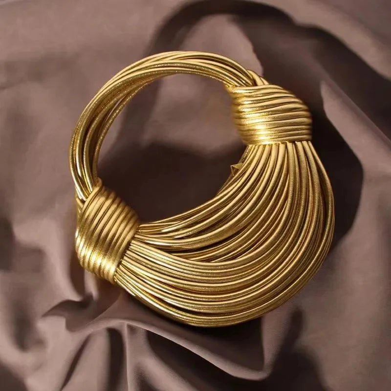 Gold Luxury Handwoven Noodle Bags Twirly Threads