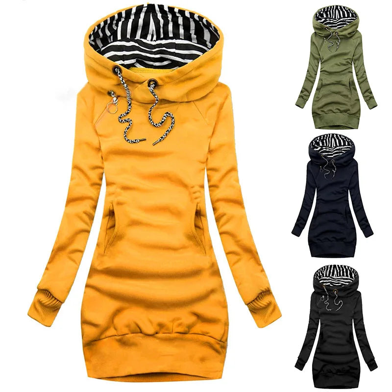 Drawstring Hoodie Dress Slim Hooded Pullover Twirly Threads