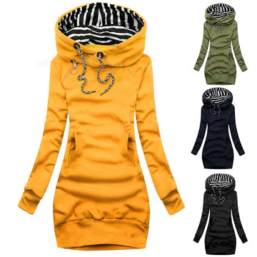 Drawstring Hoodie Dress Slim Hooded Pullover Twirly Threads