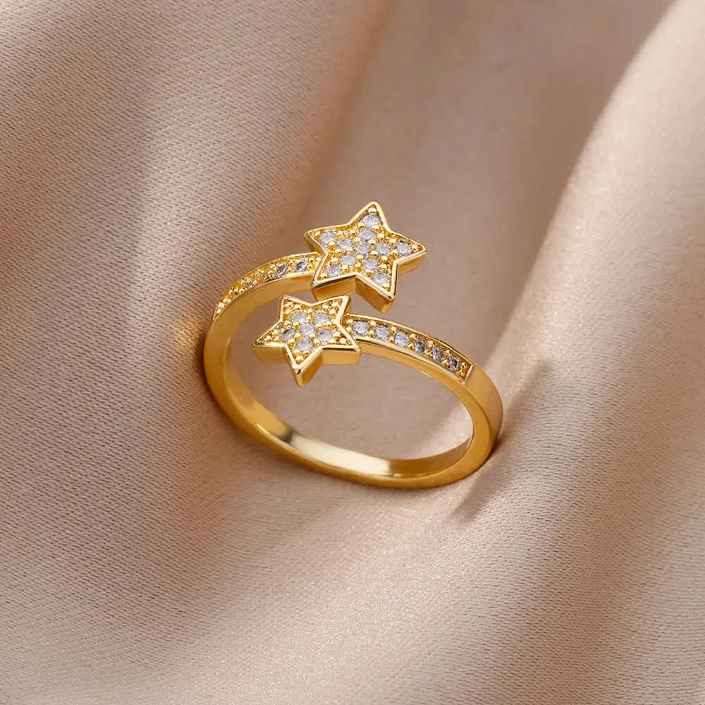 Luxury Zircon Rings Twirly Threads