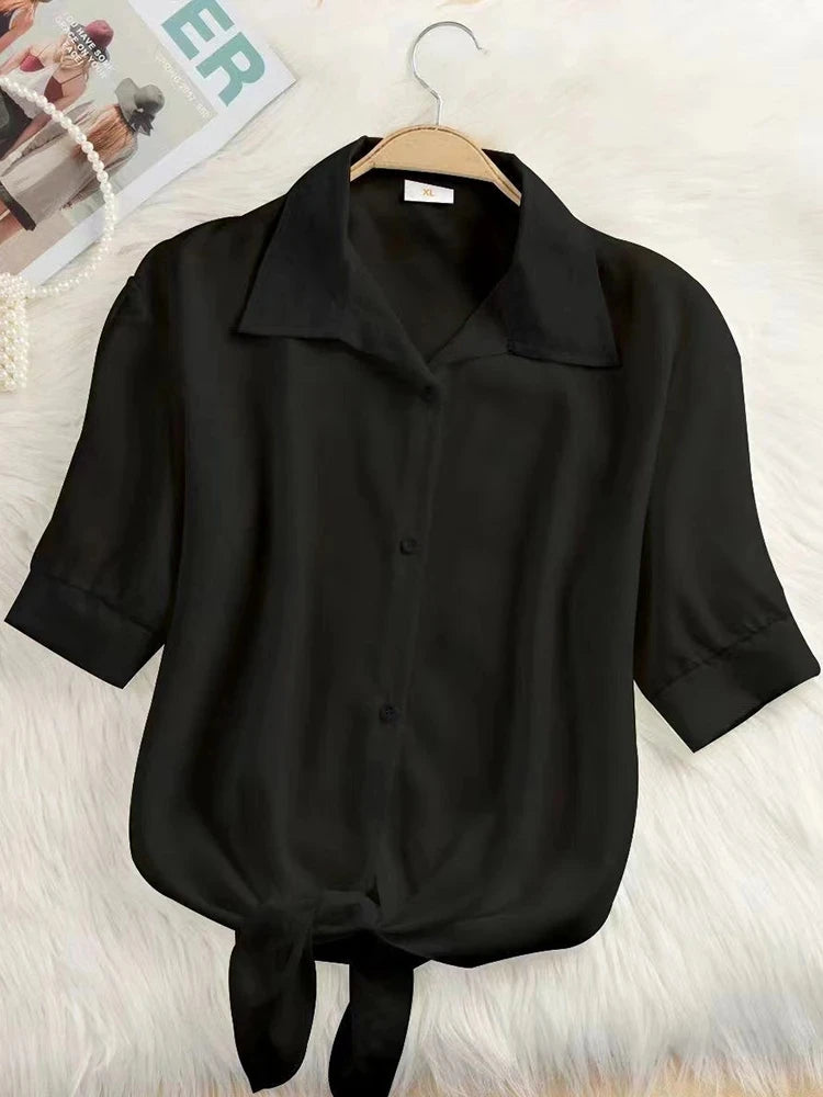 Chiffon Blouse Short Sleeve Casual Shirt Twirly Threads
