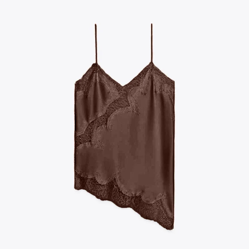 Lace Sling Loose V Neck Sleeveless Backless See Through Top Twirly Threads