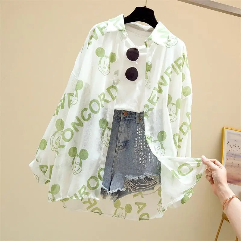Mickey Mouse Blouse Ladies Long Sleeve Twirly Threads