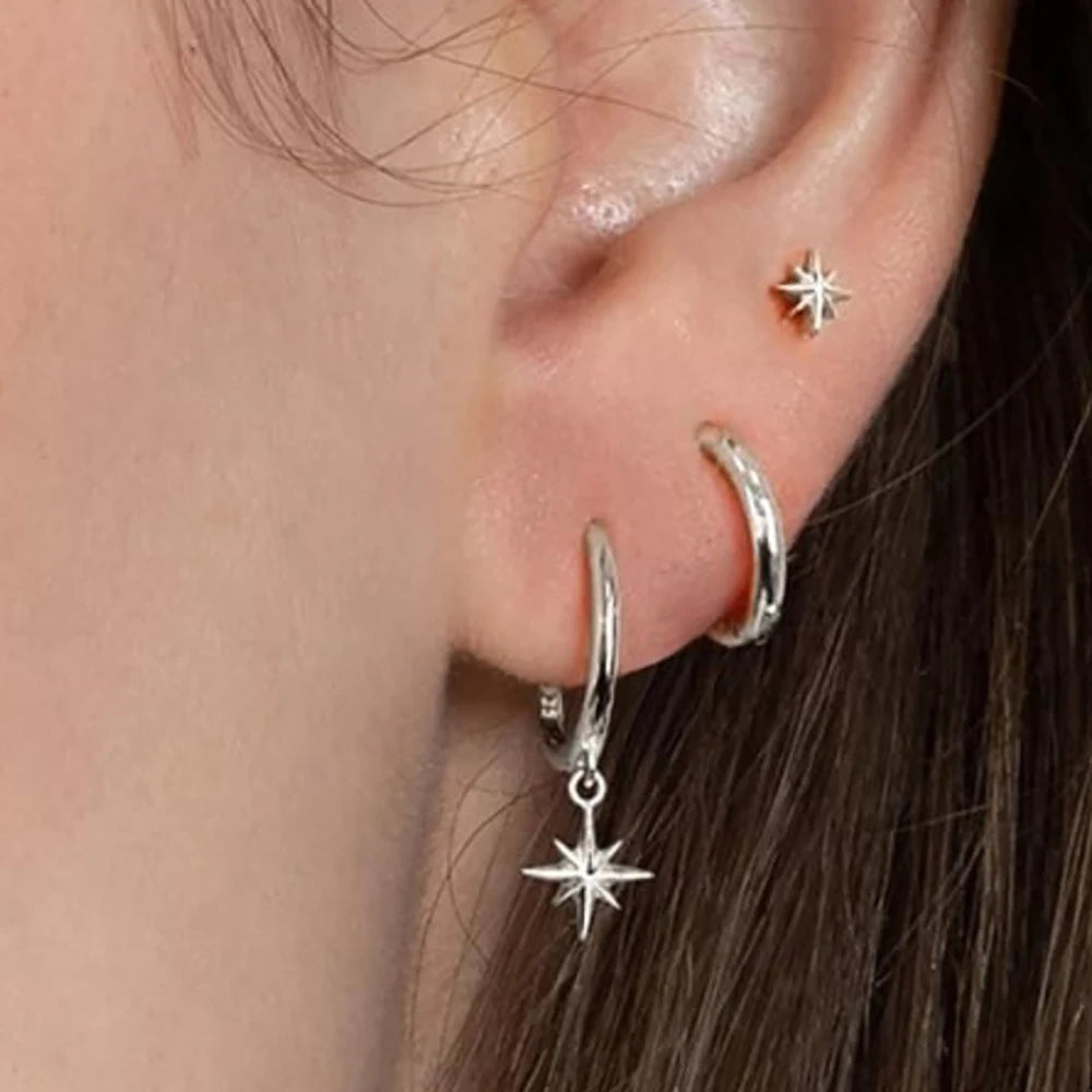 Round Star Drop Earrings Twirly Threads