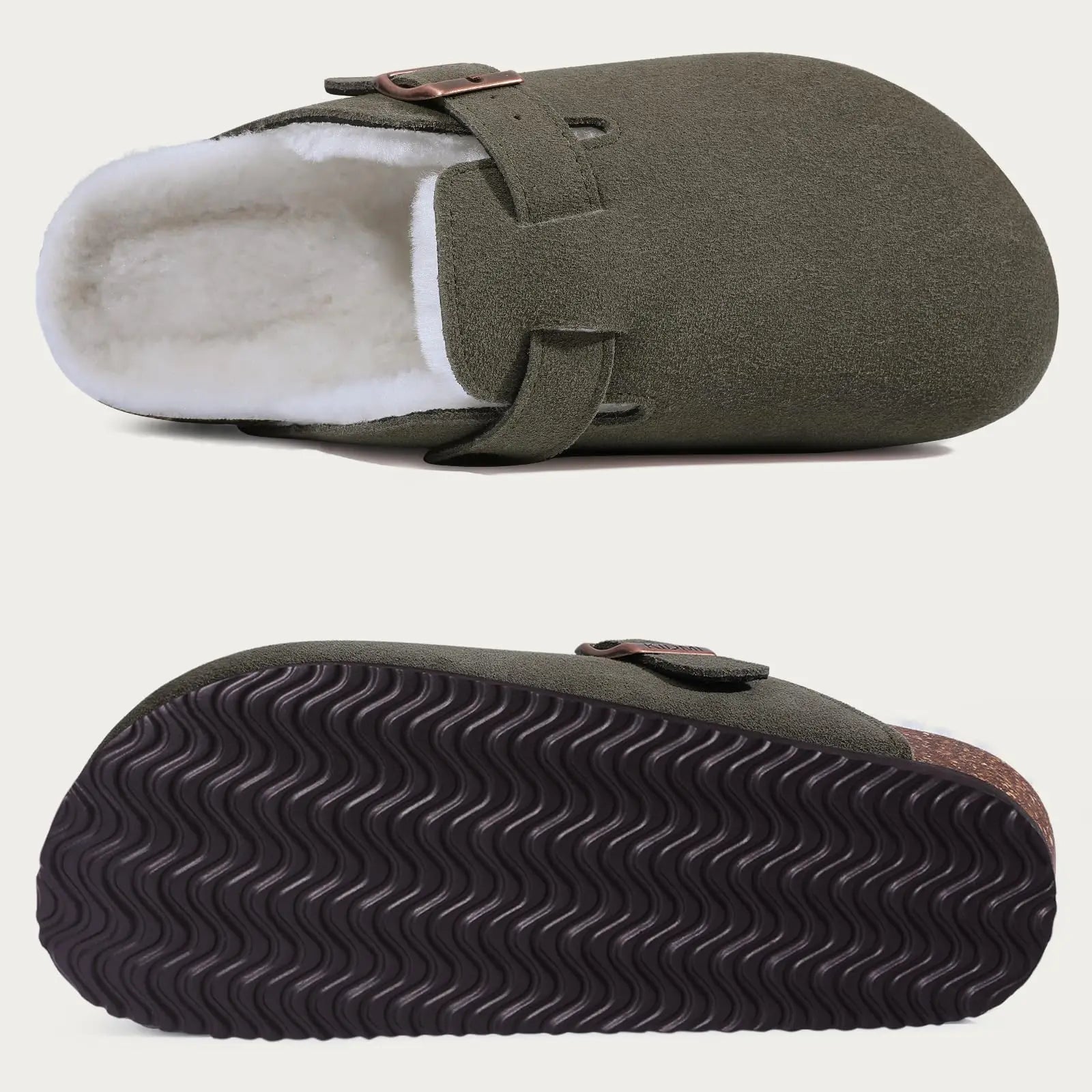 Suede Clogs for Women Men Mules Cork Footbed Sandals Twirly Threads