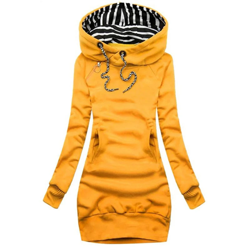 Drawstring Hoodie Dress Slim Hooded Pullover Twirly Threads