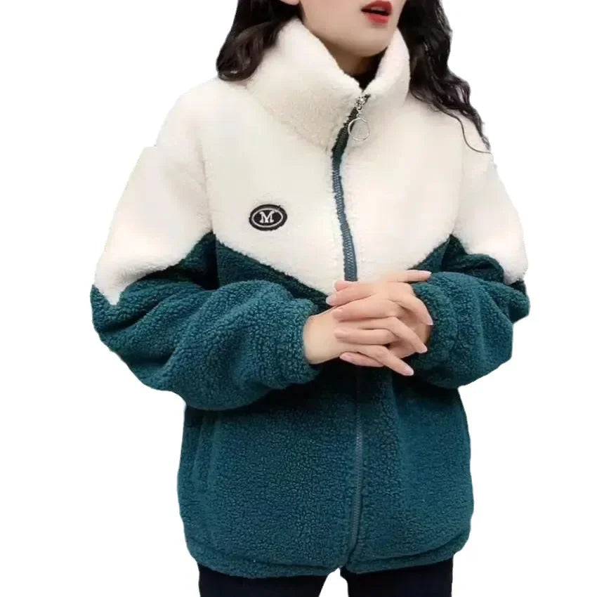 Thickened Lamb Fleece Long Sleeve Mid Length Twirly Threads