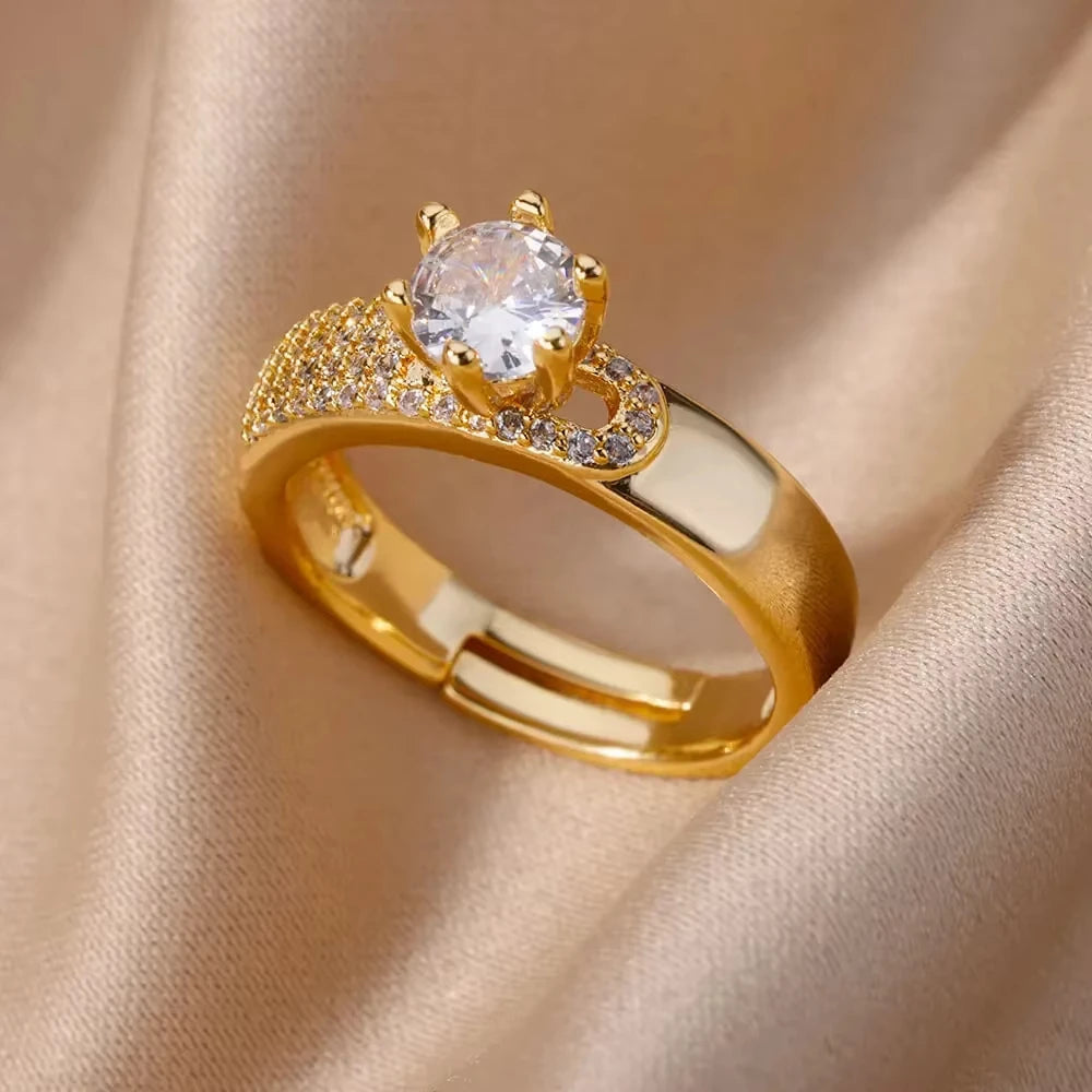 Luxury Zircon Rings Twirly Threads