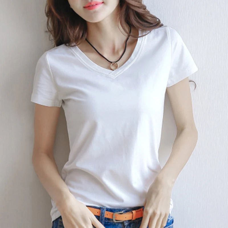 T-shirt Black V-Neck Short Sleeve Tee Twirly Threads