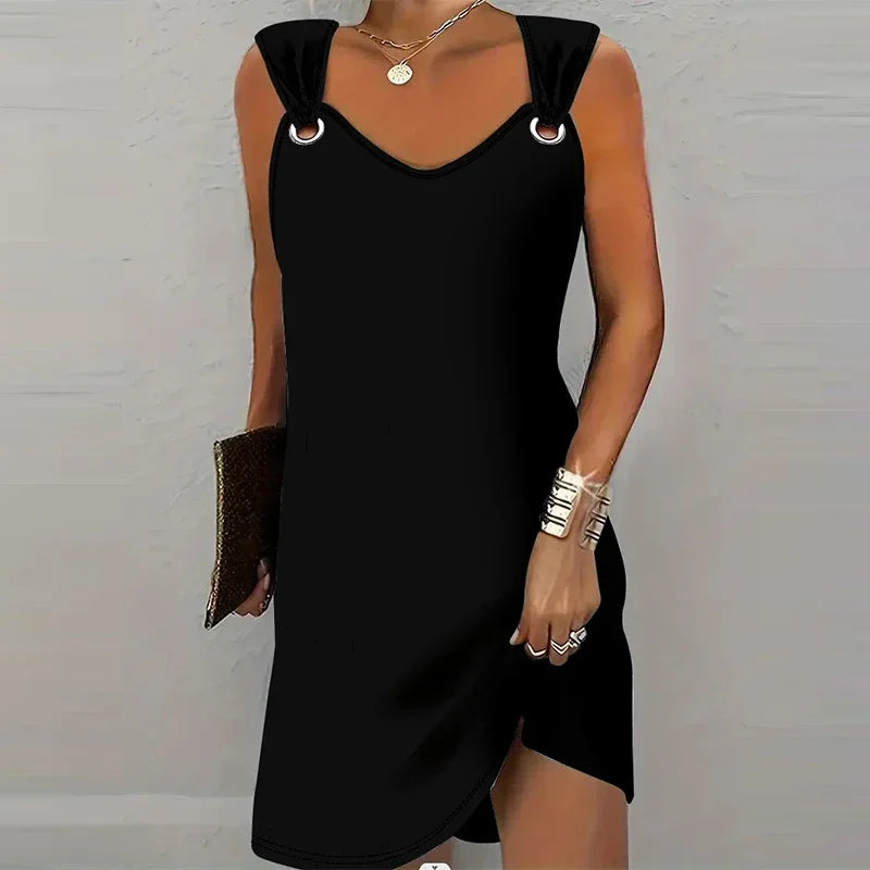 Sexy Backless V-Neck Pleated Suspender Dress Twirly Threads