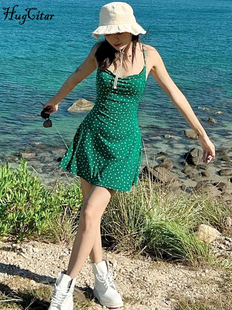 Spot Print Slips Backless Sexy Bodycon Mini Prom Dress Twirly Threads