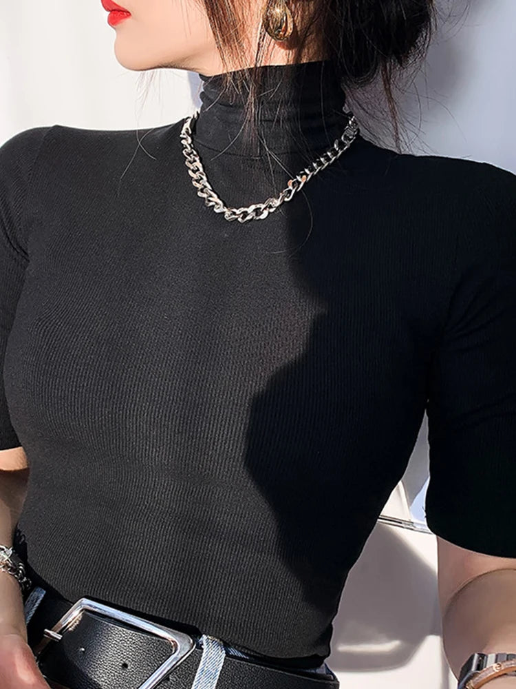 Women Turtleneck Slim Twirly Threads