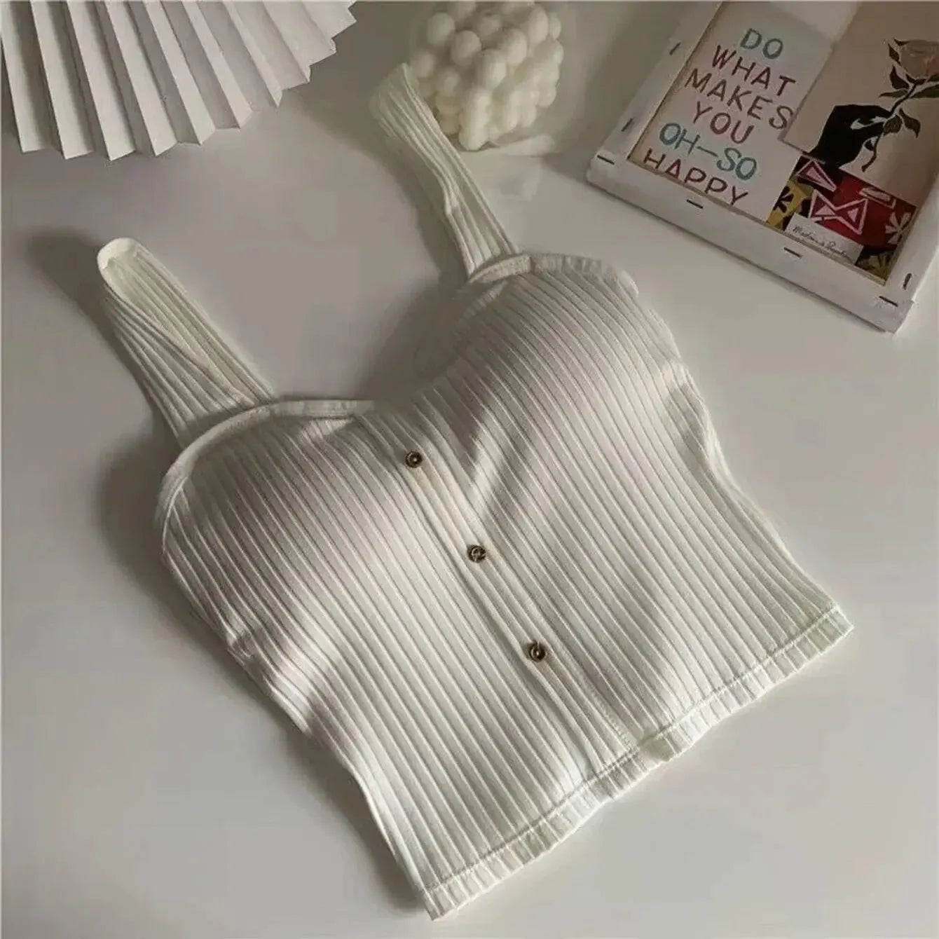 Cropped Tops with Bra Pads Corset Suspenders Vest Camisole Twirly Threads