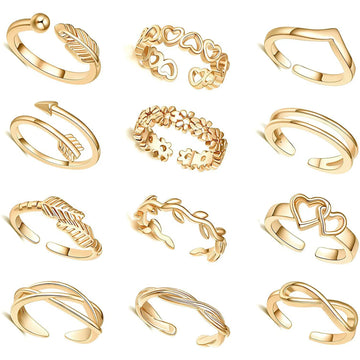7/10/12Pcs Adjustable Toe Rings Twirly Threads