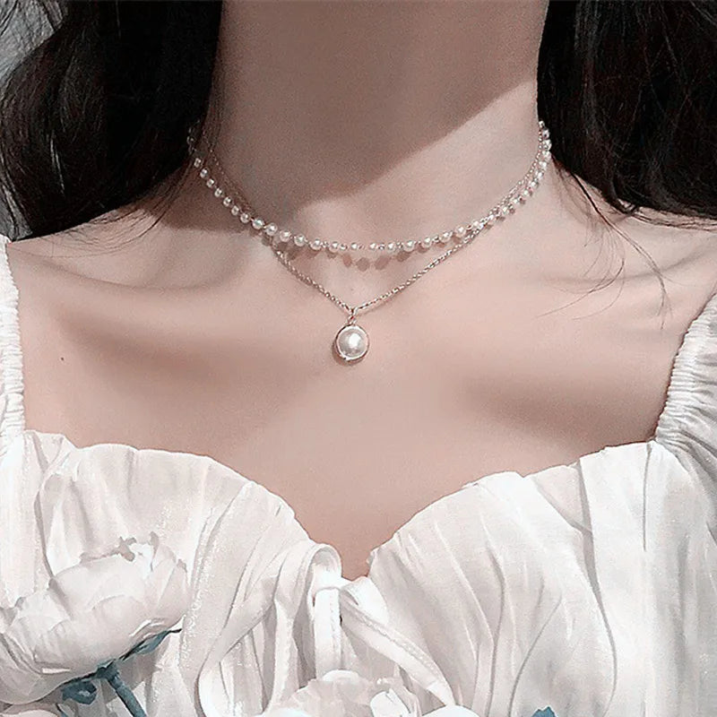 Simple Pearl Beads Necklace Twirly Threads