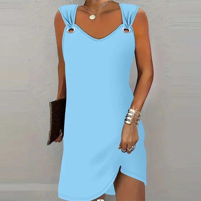 Sexy Backless V-Neck Pleated Suspender Dress Twirly Threads