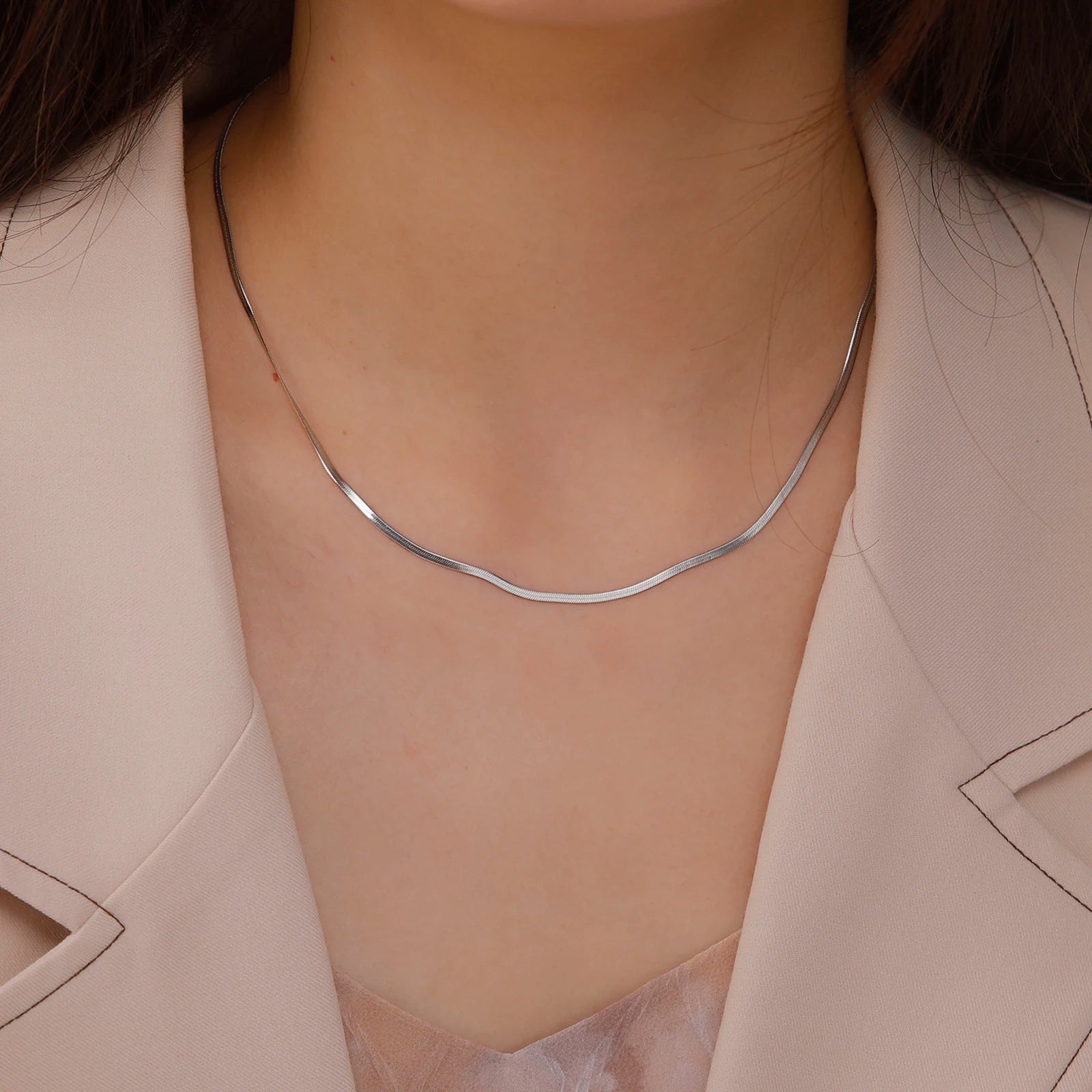 Stainless Steel Snake Chain Necklace Twirly Threads