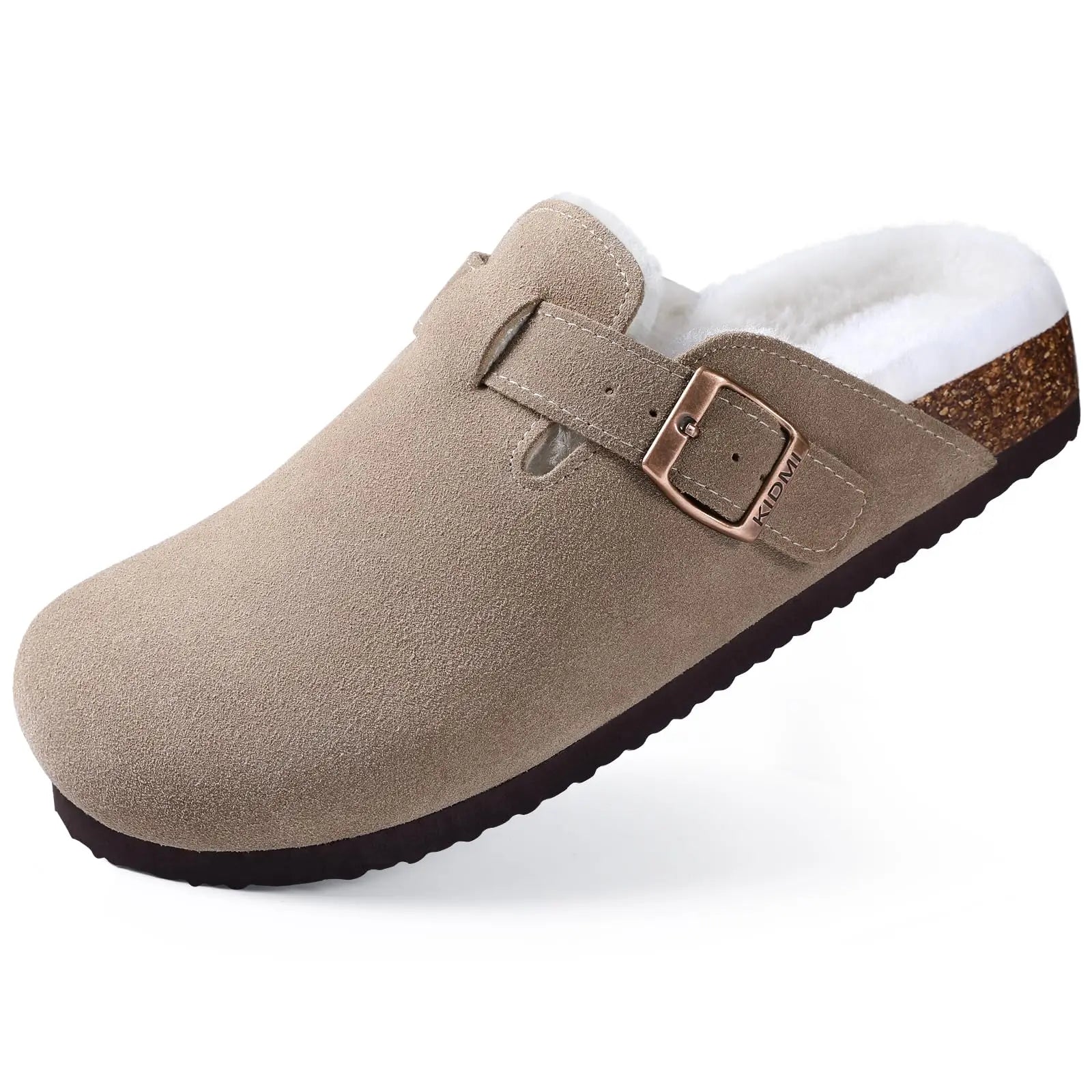 Suede Clogs for Women Men Mules Cork Footbed Sandals Twirly Threads