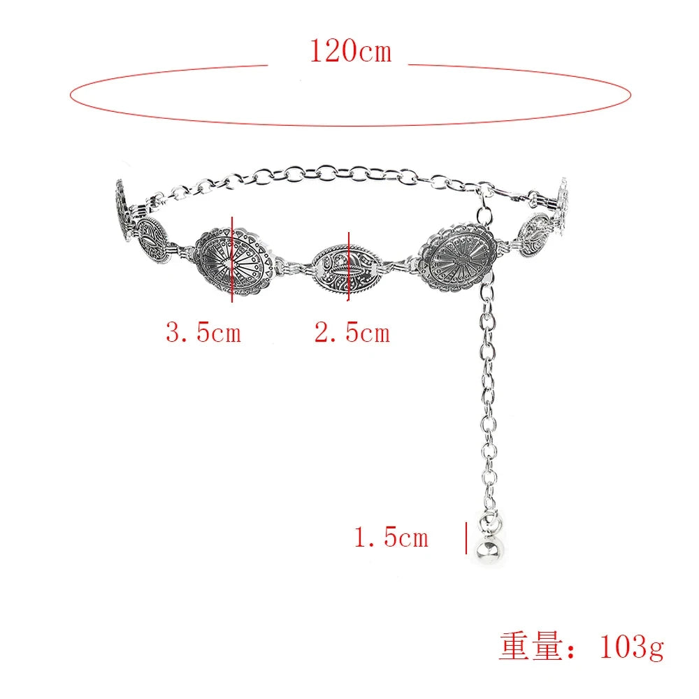1/2pcs Retro Style WOMEN'S Metal Waist Chain Twirly Threads