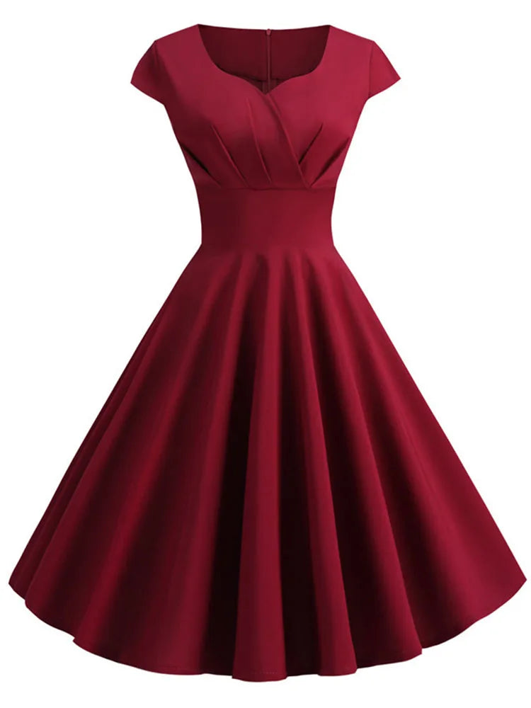 V Neck Vintage Robe Retro pin up Midi Dress Twirly Threads