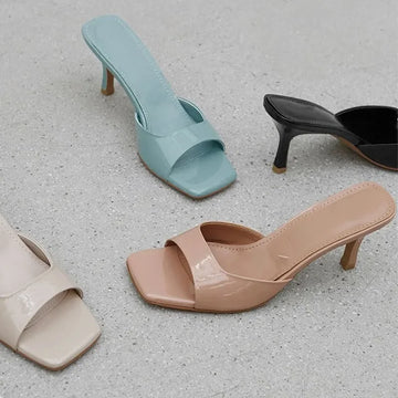 High Heel Sandals Square Toe Open Toe Twirly Threads
