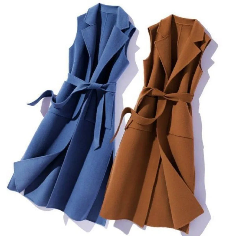 Mid Long Sleeveless Polo Collar Vest Twirly Threads