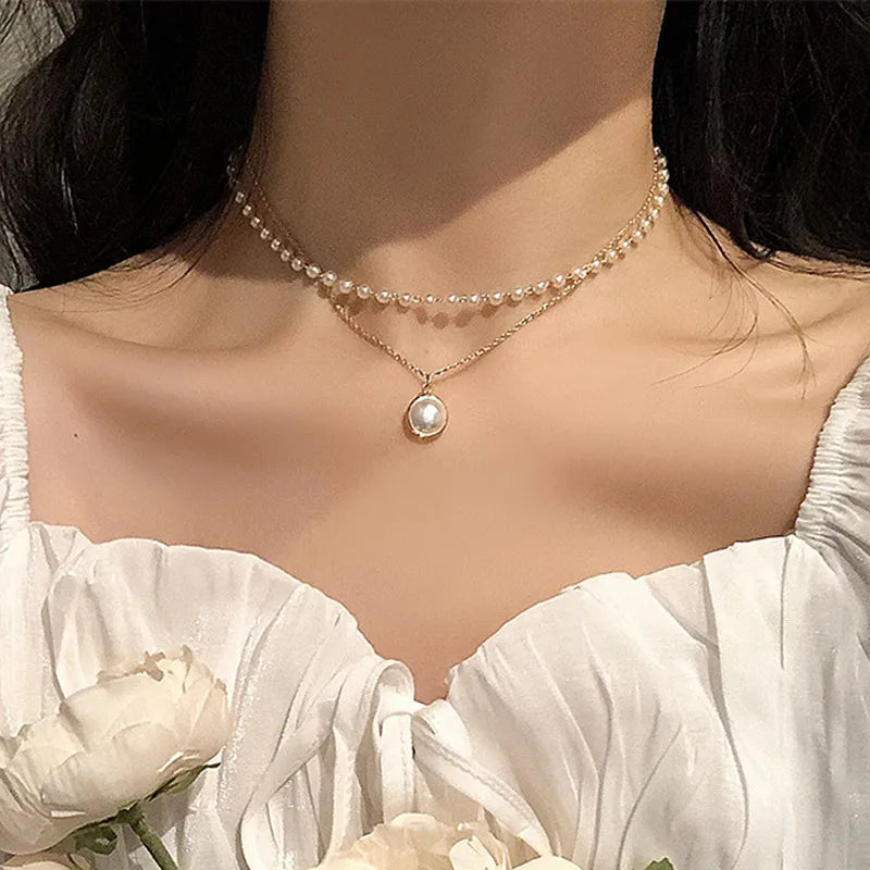 Simple Pearl Beads Necklace Twirly Threads