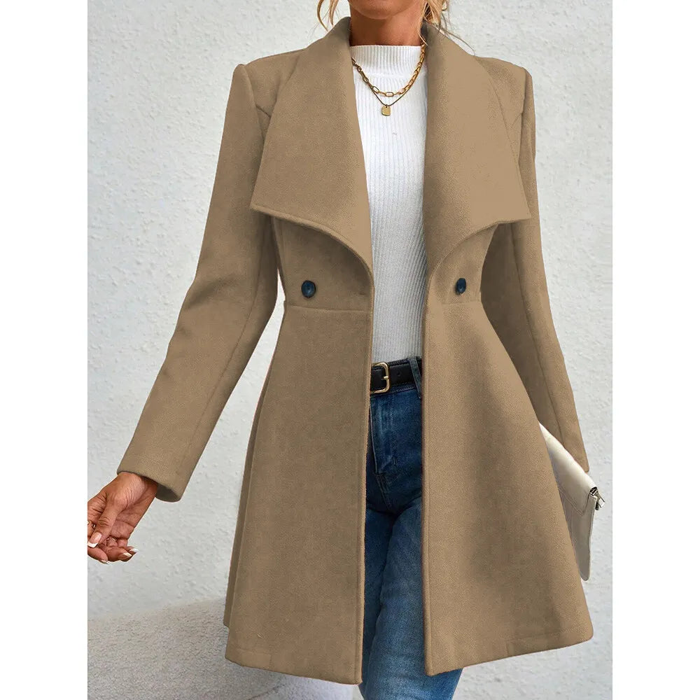 Winter Solid Color Long Sleeve Lapel Twirly Threads
