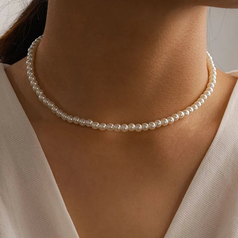 Simple Pearl Beads Necklace Twirly Threads