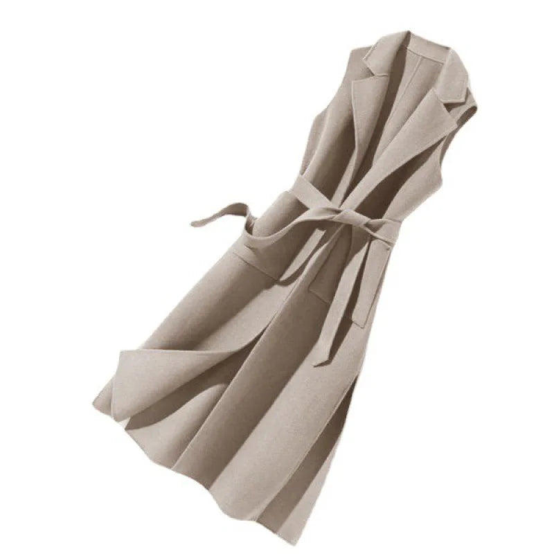 Mid Long Sleeveless Polo Collar Vest Twirly Threads
