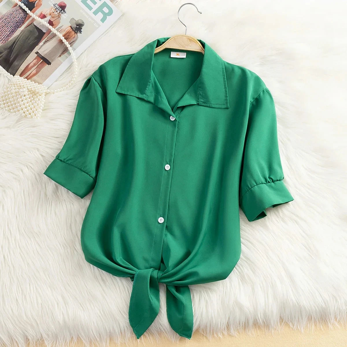 Chiffon Blouse Short Sleeve Casual Shirt Twirly Threads