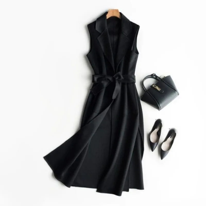 Mid Long Sleeveless Polo Collar Vest Twirly Threads