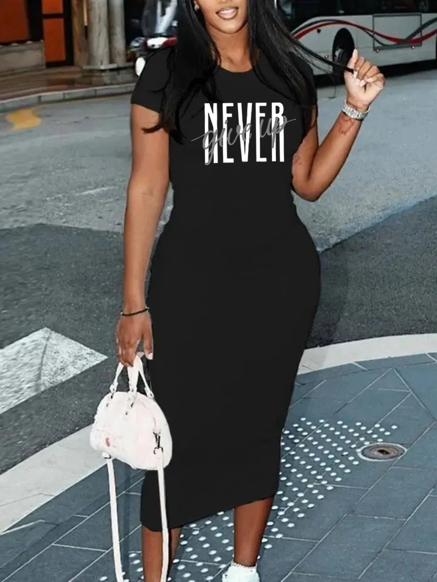 Sexy Long T-shirt  Short Sleeved Summer Plus Size Black Dress Twirly Threads