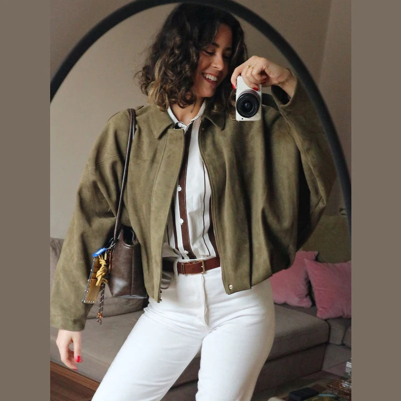 Bomber Jacket Sleeve Suede Jacket Twirly Threads