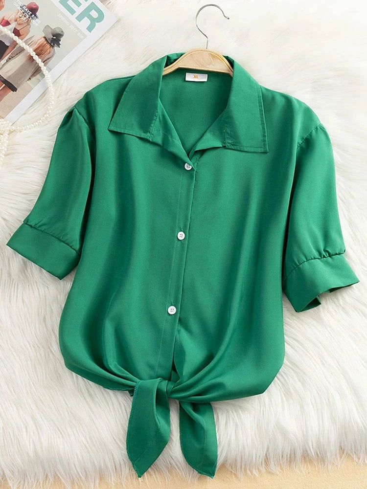Chiffon Blouse Short Sleeve Casual Shirt Twirly Threads