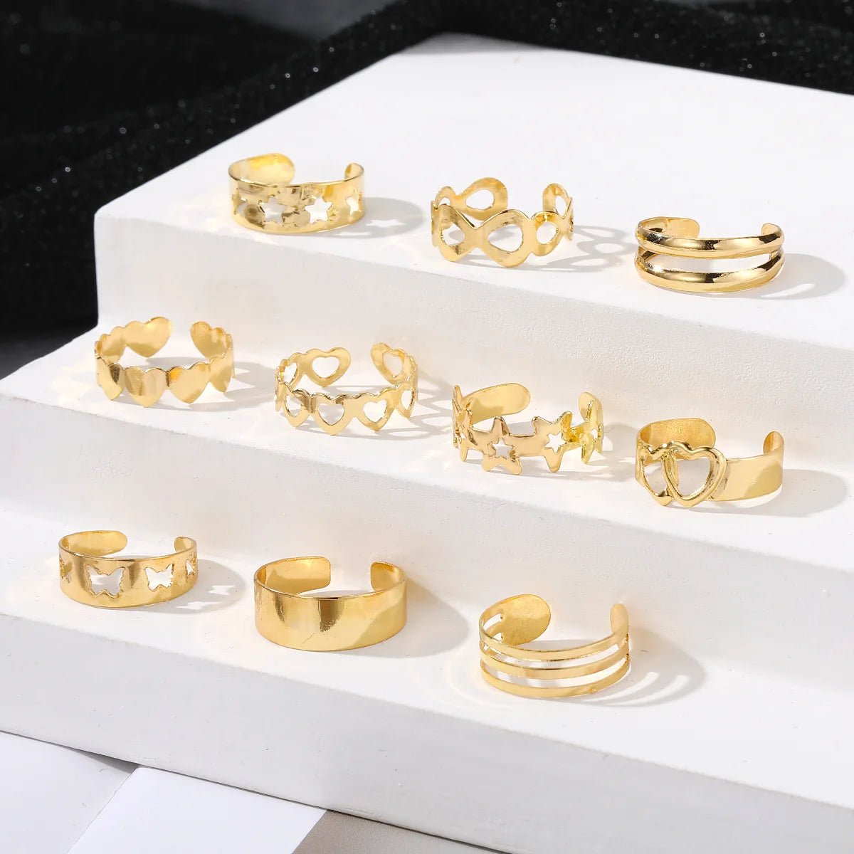 7/10/12Pcs Adjustable Toe Rings Twirly Threads