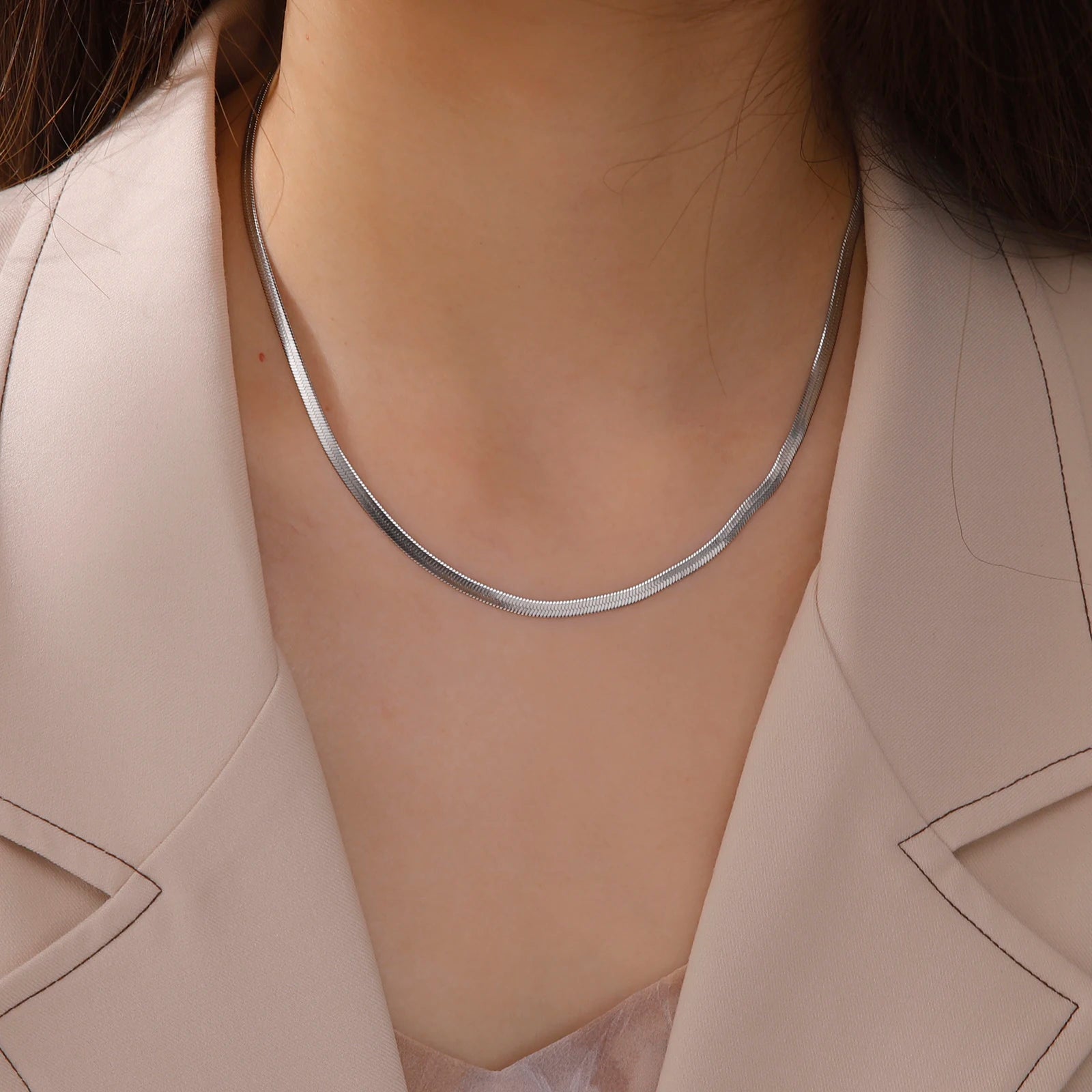 Stainless Steel Snake Chain Necklace Twirly Threads