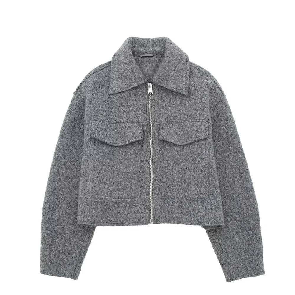 Grey Front Zipper Jackets Vintage Twirly Threads