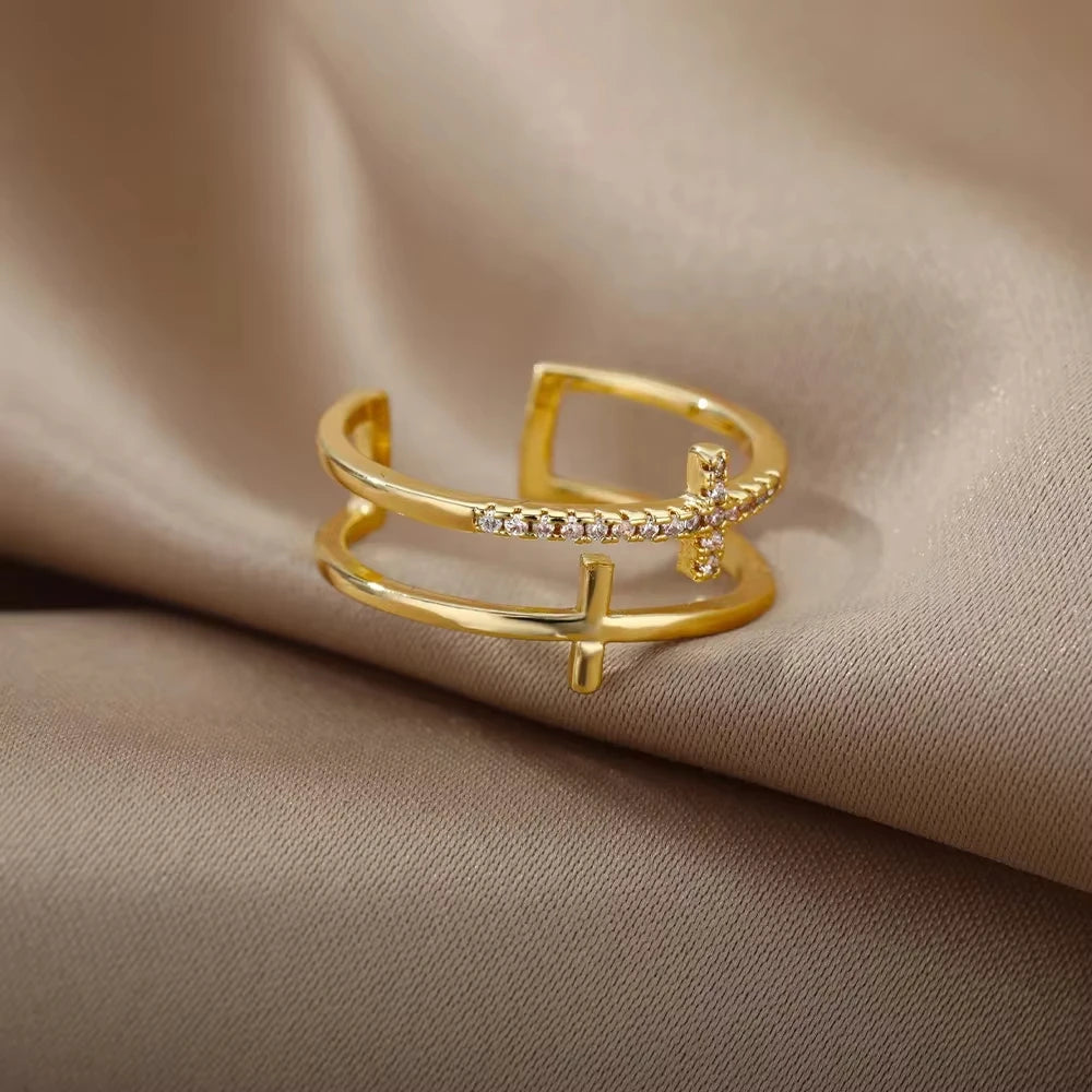 Luxury Zircon Rings Twirly Threads
