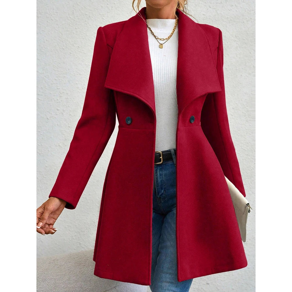 Winter Solid Color Long Sleeve Lapel Twirly Threads