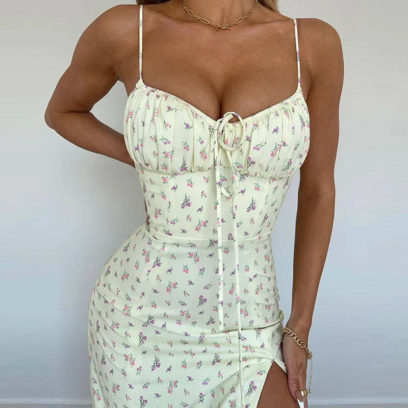 Floral Beach Bodycon Long Dress Twirly Threads