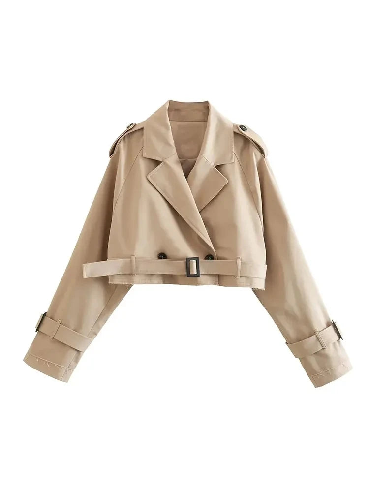 Belt Cropped Trench Spring Jacket Vintage Twirly Threads